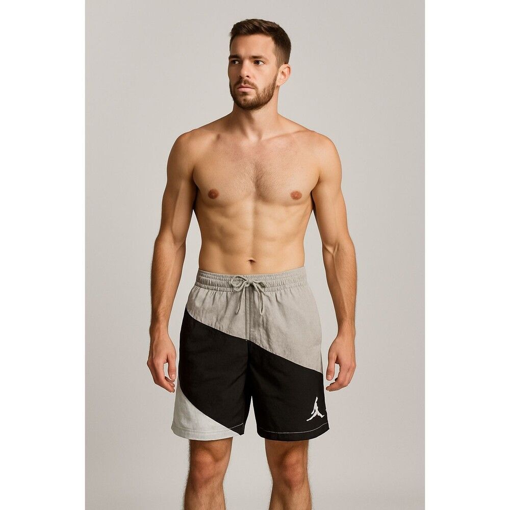Jordan Vintage Rare Club Woven Track Shorts Nylon Black Silver White Small